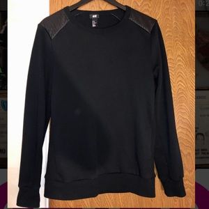 H&M leather shoulders crew neck sweatshirt!